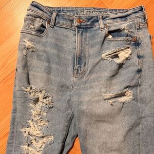 American Eagle Outfitters Ripped Light Blue Boyfriend Jeans